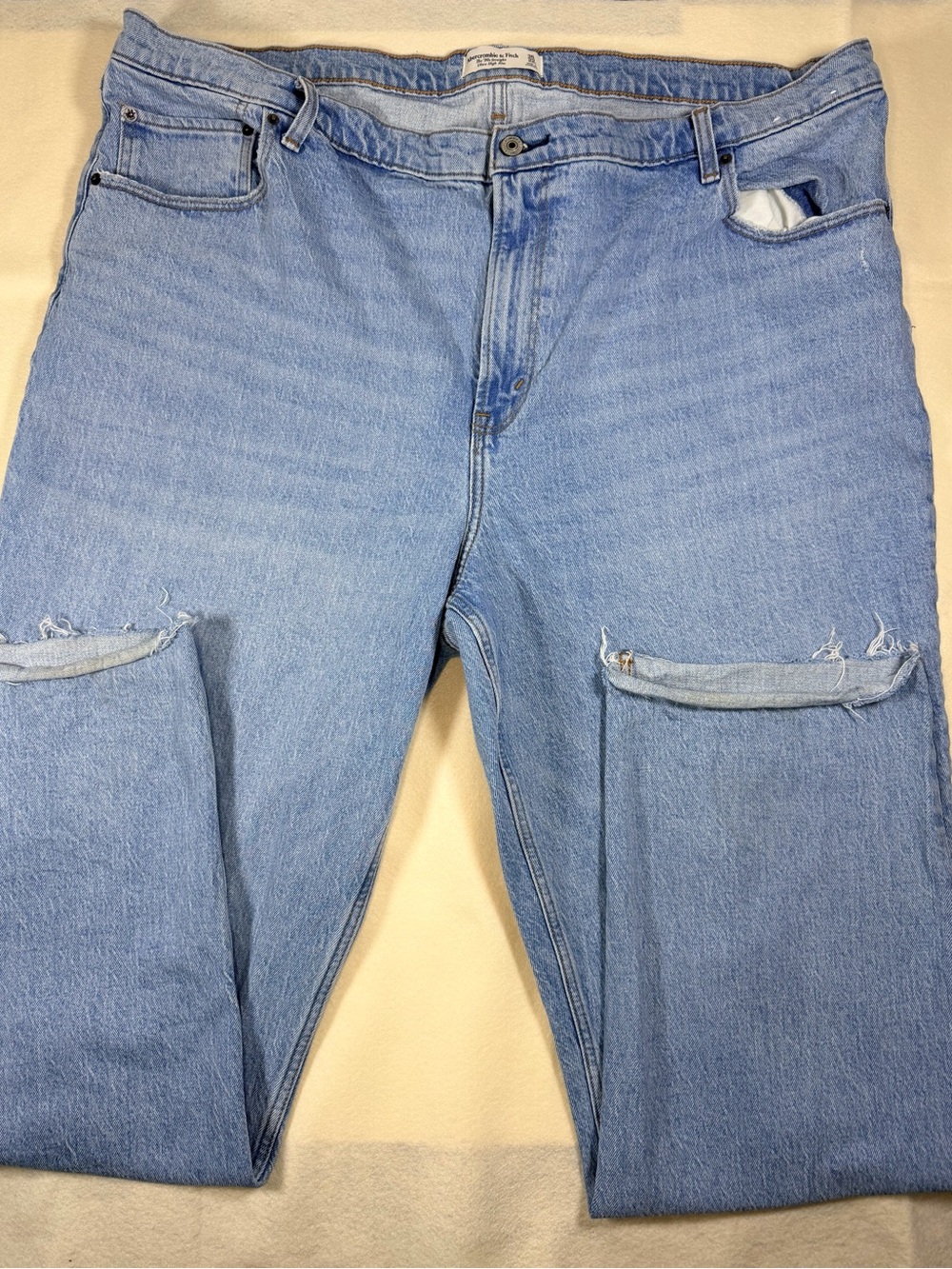 Abercrombie & Fitch 90s Straight Jeans Womens 22 36 Ultra High Rise Distressed